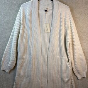 Universal Thread Women XL Cream Ribbed Longline Cardigan Sweater Pockets NEW